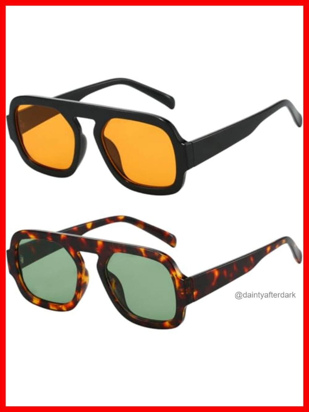 Flat Top Square Aviator Sunglasses, UV400 Protection, Acetate Frame